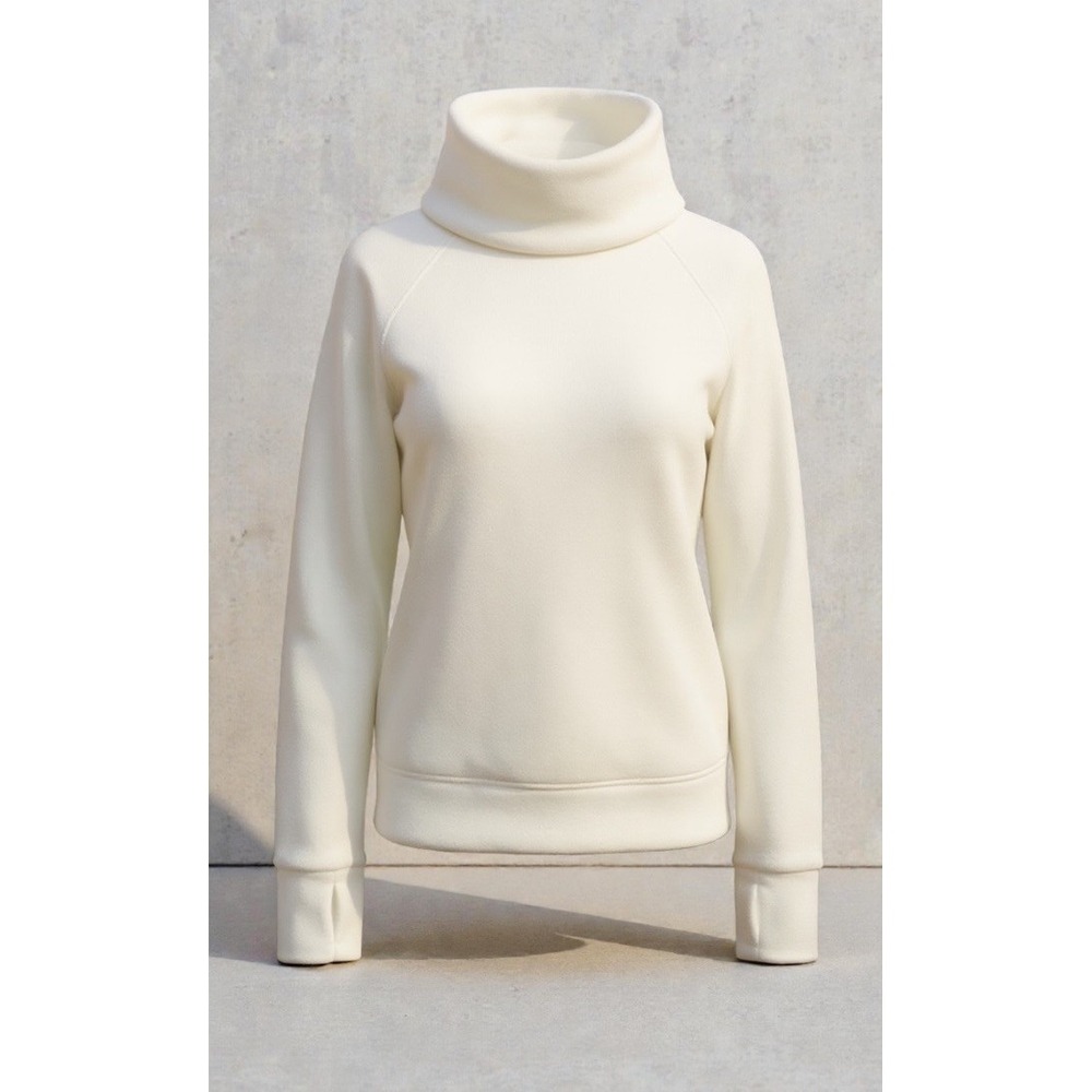 Telluride Women's Sweatshirt Ivory Cowl Neck Fleece Pullover w/Pockets Small NWT